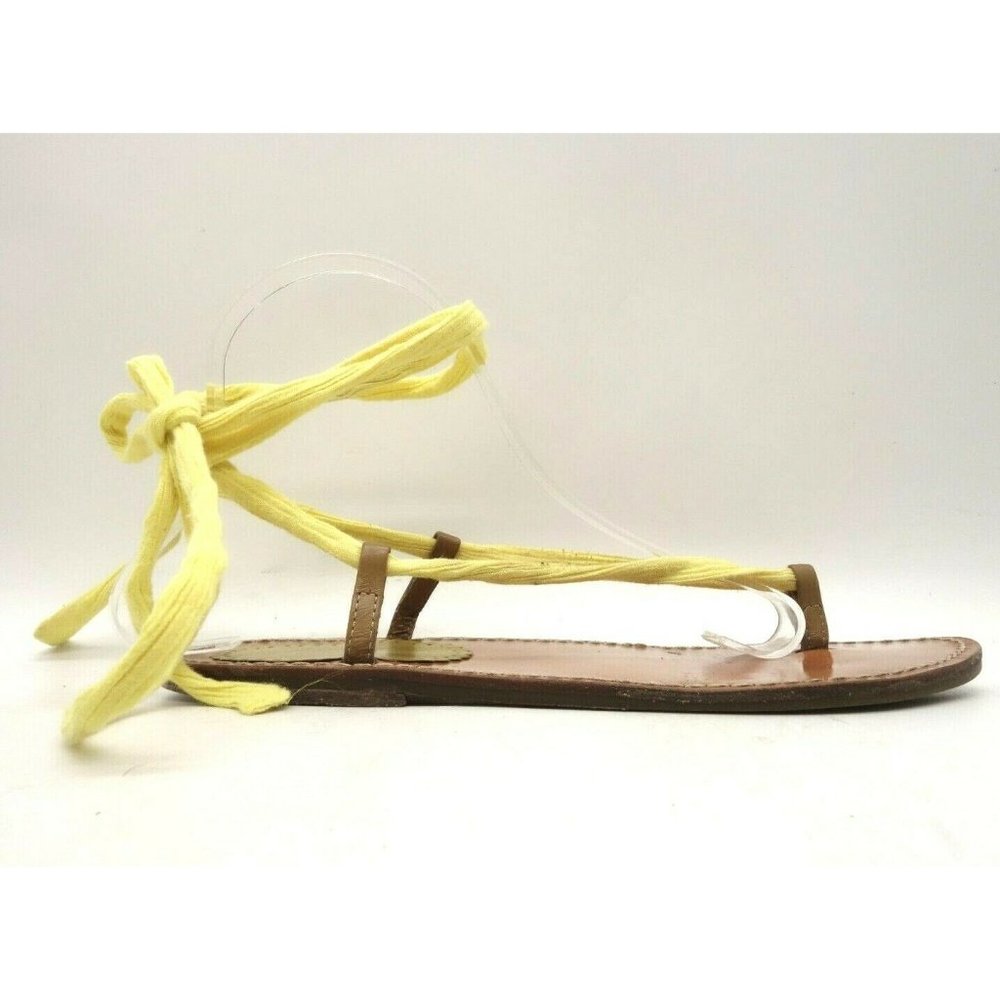 Luna Rosa Pazzo Yellow Wrap Tie Slip On Thong Sandals Shoes Women's 8 M